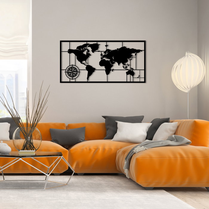 Wallity World Map Metal Decor 7